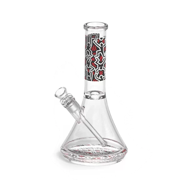 K.Haring Glass Collection Water Pipe -  Black Red And White